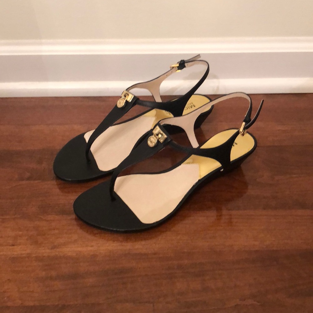 MICHAEL Michael Kors Black Wedge Sandals (7.5)